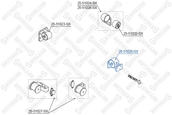 2551025SX Stellox Подушка передньої опори двигуна