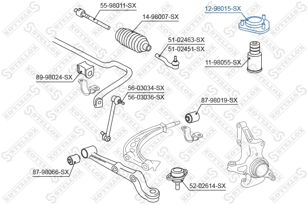 1298015SX Stellox Кріплення переднього амортизатора