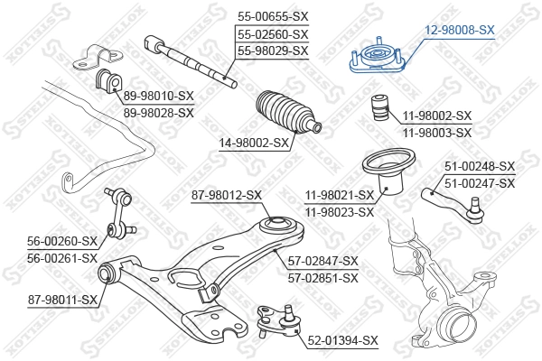1298008SX Stellox Кріплення переднього амортизатора