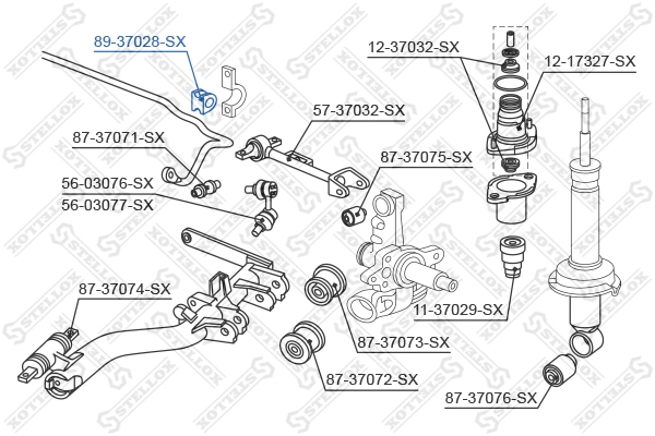8937028SX Stellox Втулка стабілізатора заднього
