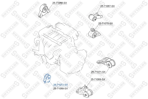 2571072SX Stellox Подушка передньої опори двигуна