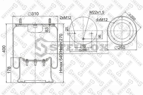 Купити RML75139C2 Blacktech Пневмоподушка/Пневморессора моста