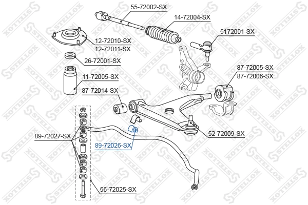 8972026SX Stellox Втулка стабілізатора переднього