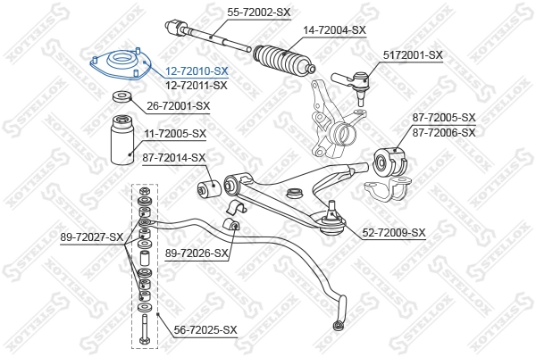 1272010SX Stellox Кріплення переднього амортизатора
