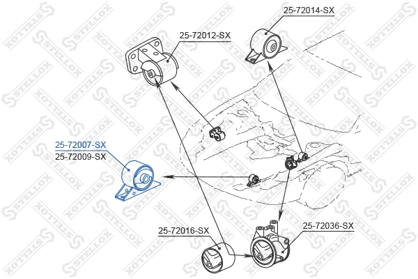 2572007SX Stellox Подушка передньої опори двигуна