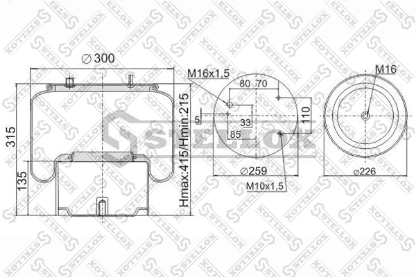 Пневморессора задня Sabo SA520061C ціна, від 90.95 USD
