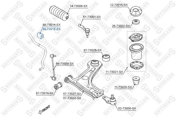 Втулка переднього стабілізатора Parts-Mall P96839848