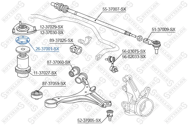 2637001SX Stellox Підшипник опори амортизатора