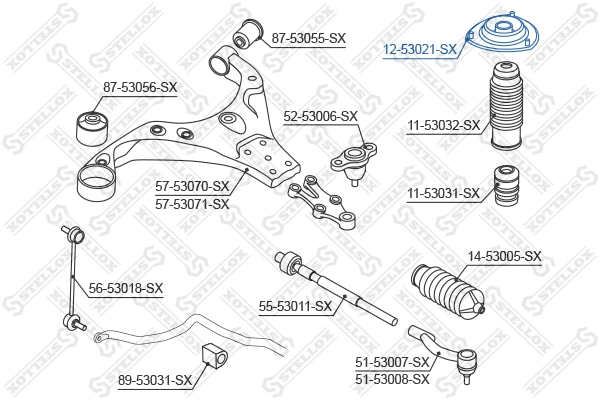 1253021SX Stellox Кріплення переднього амортизатора