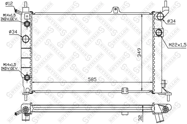 Радіатор основний Polcar 550708A7 ціна, від 44.77 USD