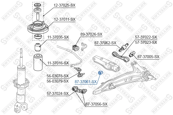 Купити 52622SR3003 Market (OEM) Задні втулки амортізатора