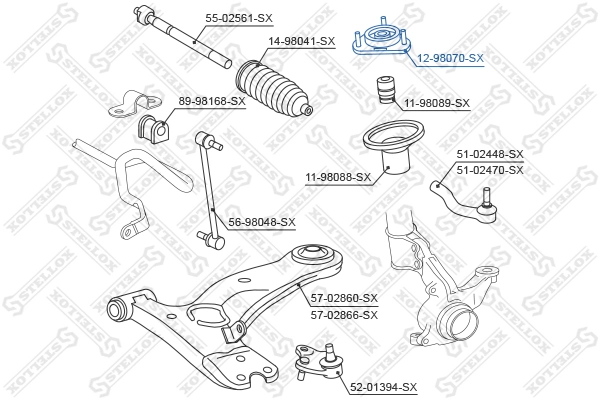 1298070SX Stellox Кріплення переднього амортизатора