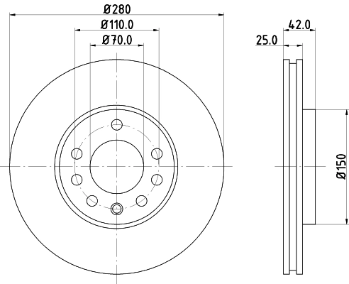 8DD355106071 HELLA Гальмо дискове переднє