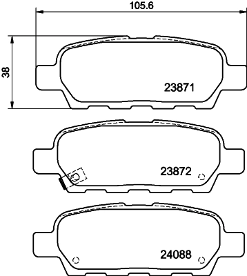 8DB355010241 HELLA Колодки гальмівні задні, дискові