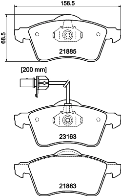 8DB355008931 HELLA Передні гальмівні колодки