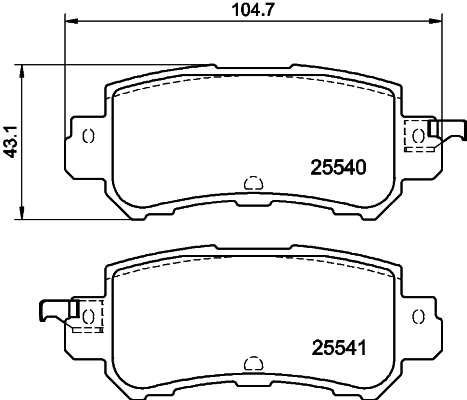 8DB355020151 HELLA Колодки гальмівні задні, дискові