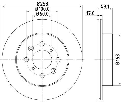 8DD355111591 HELLA Гальмо дискове переднє