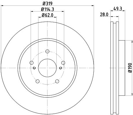 8DD355114981 HELLA Гальмо дискове переднє