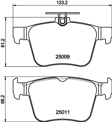 8DB355020261 HELLA Колодки гальмівні задні, дискові