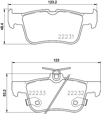 8DB355023301 HELLA Колодки гальмівні задні, дискові