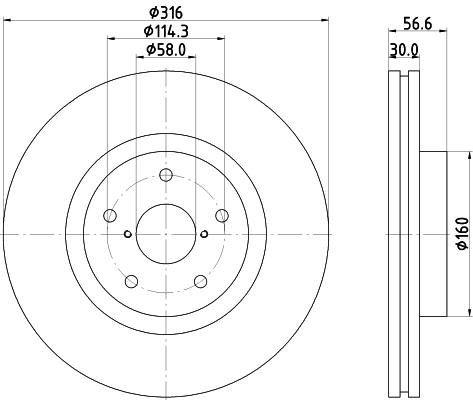 Диск гальмівний передній HELLA 8DD355116361