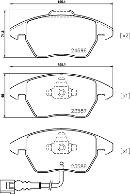 8DB355023161 HELLA Передні гальмівні колодки