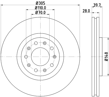 8DD355116631 HELLA Гальмо дискове переднє