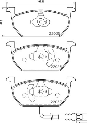 8DB355021951 HELLA Передні гальмівні колодки
