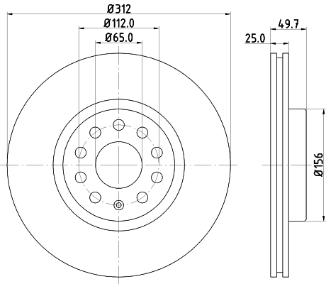 8DD355109521 HELLA Гальмо дискове переднє