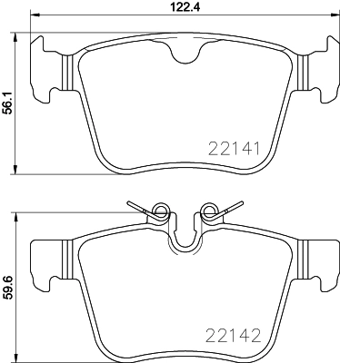 8DB355023361 HELLA Колодки гальмівні задні, дискові