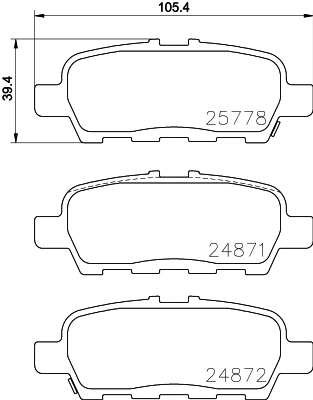 8DB355020401 HELLA Колодки гальмівні задні, дискові