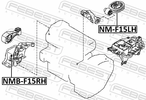 NMBF15RH Febest Подушка (опора) двигуна, права (сайлентблок)