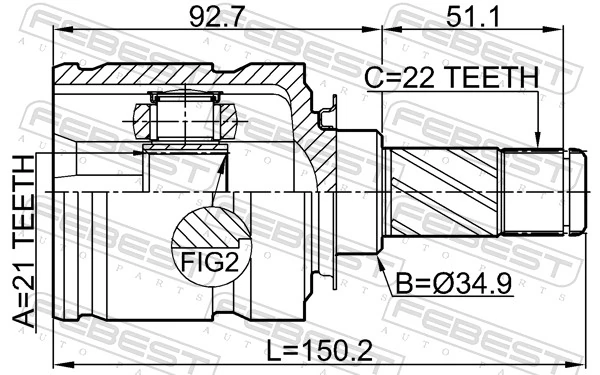 1811Z12 Febest ШРКШ внутрішній, передній