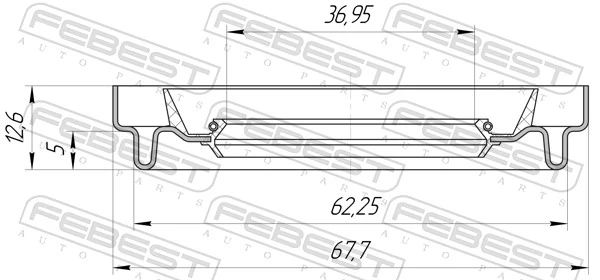 95HDS38620513X Febest Сальник підвісного підшипника переднього проміжного вала
