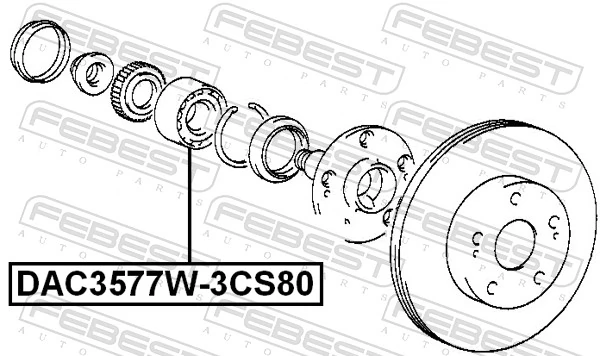 DAC3577W3CS80 Febest Підшипник маточини передньої