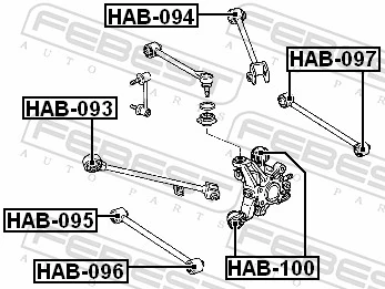 HAB093 Febest Сайлентблоки поздовжніх важелів передньої підвіски