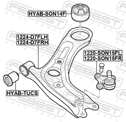 1220SON15FL Febest Кульова опора, нижня, ліва