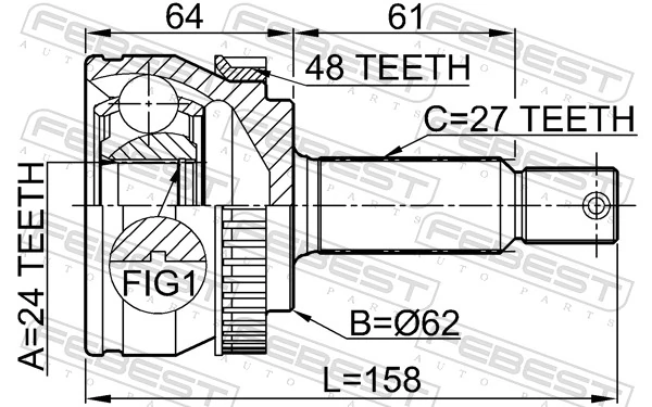 2210NSP20A48 Febest Граната зовнішня