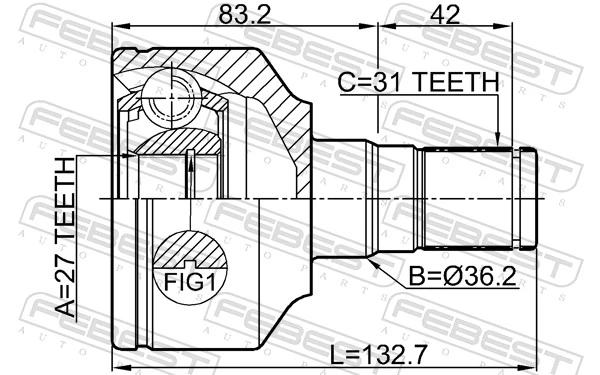 2711XC70LH Febest Граната зовнішня