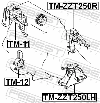 TMZZT250R Febest Задня подушка двигуна