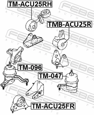 TMACU25RH Febest Подушка (опора) двигуна, права верхня