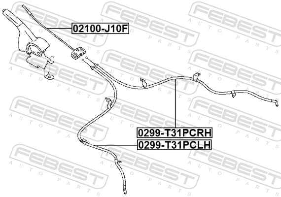 0299T31PCRH Febest Трос ручного гальма задній, правий