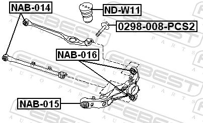 0298008PCS2 Febest Болт кріплення заднього нижнього важеля, зовнішній