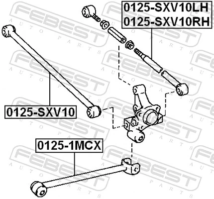 0125SXV10LH Febest Розтяжка задньої підвіски
