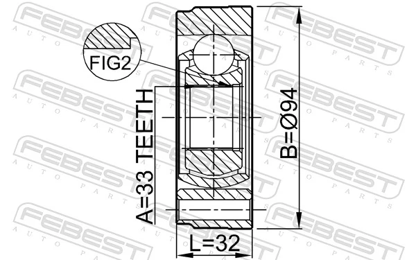 2311GV Febest ШРКШ внутрішній, передній