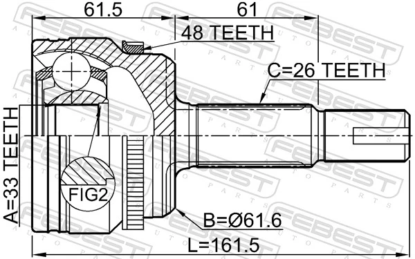 0110ASV50LA48 Febest Граната зовнішня