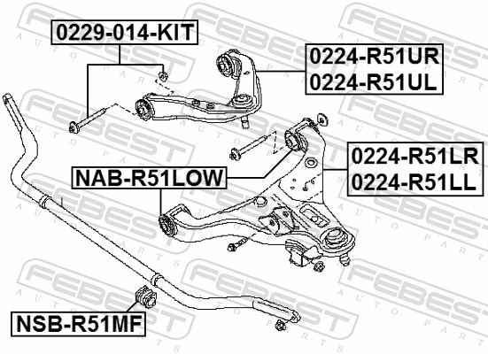 0229014KIT Febest Болт переднього важеля, верхнього