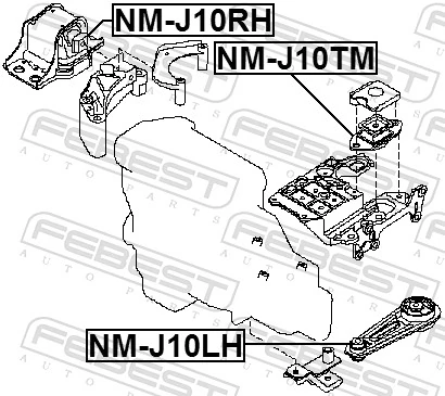 NMJ10RH Febest Права подушка мотора
