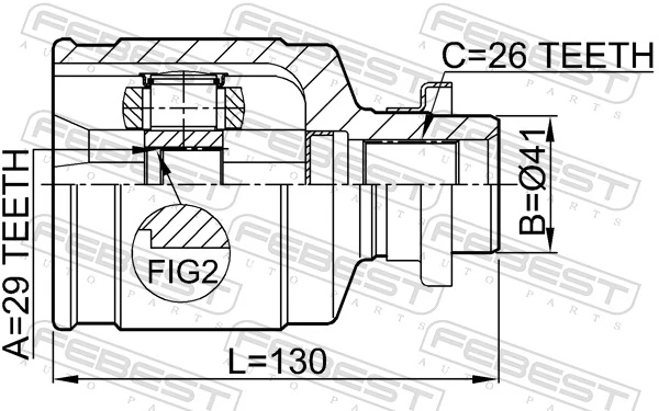 0411CU204WD Febest ШРКШ внутрішній, передній, правий