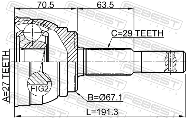 0210S50R Febest ШРКШ зовнішній задній